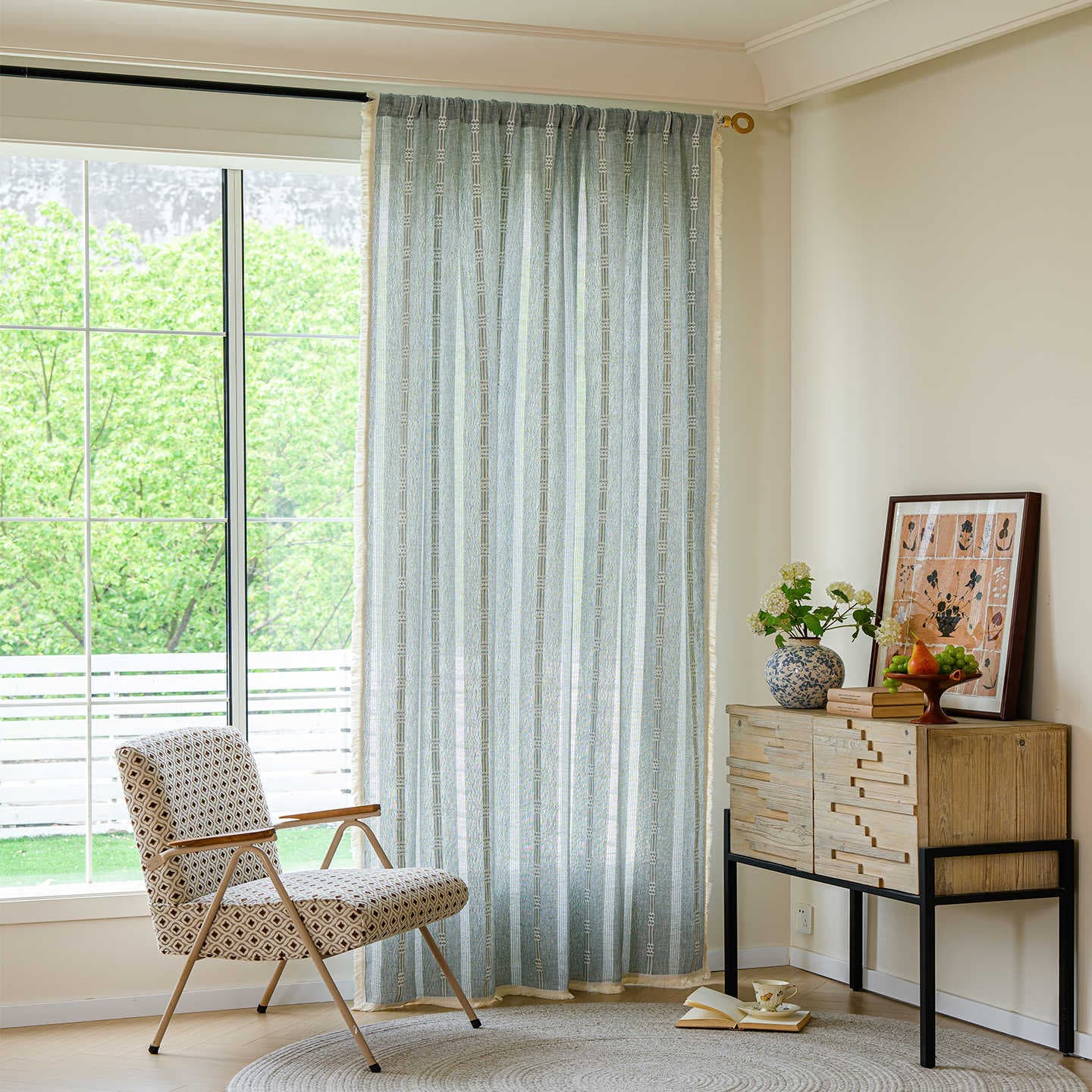 Japanese Cotton Linen Fabric Curtain Solid Color Short Curtain Semi-Sheer Ready-Made Curtain Valance Kitchen Bedroom Partition Curtain