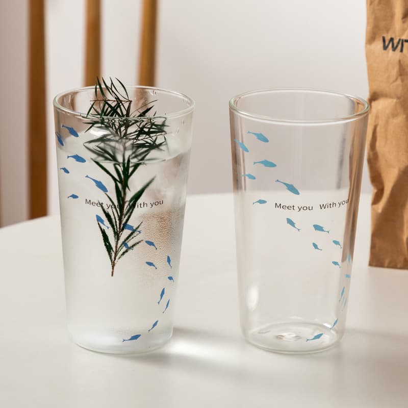 New Small Fish Glass Cup High Borosilicate Simple Office Water Cup Coffee Cup Transparent Glass Cup Milk Cup
