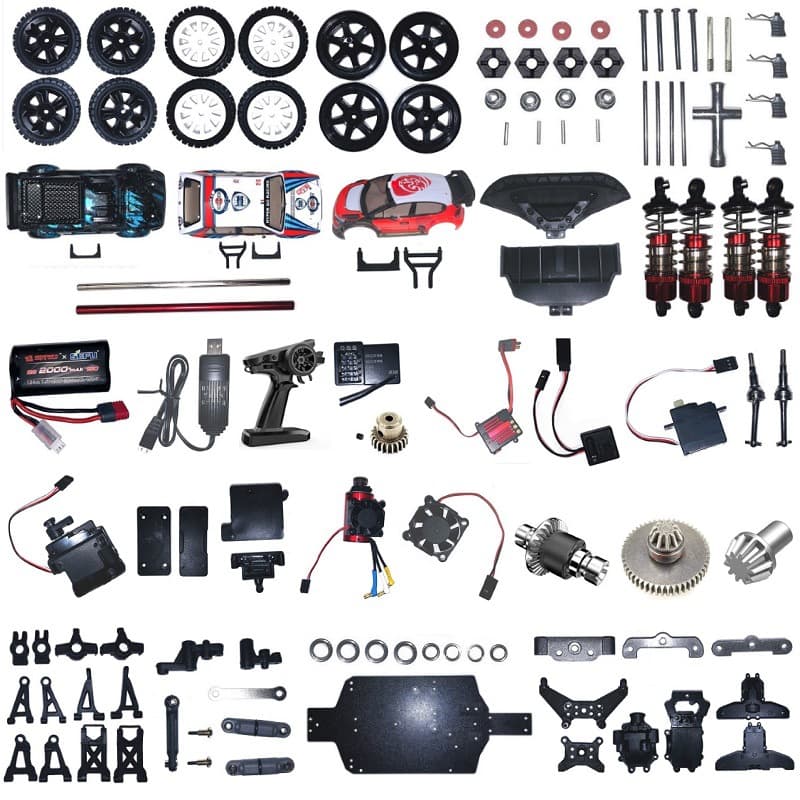 Meijiaxin 14303, 14302 accessories, 14301 tires, gears, remote control car shell, shock absorbers, differential, dog bones, ESC.