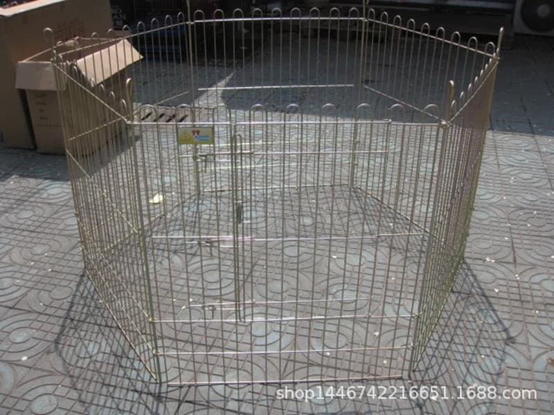 Pet Electroplated Run Cage Dog Fence Stainless Steel Large Dog Enclosure Zinc Color Dog Panel 6 Panels Wholesale