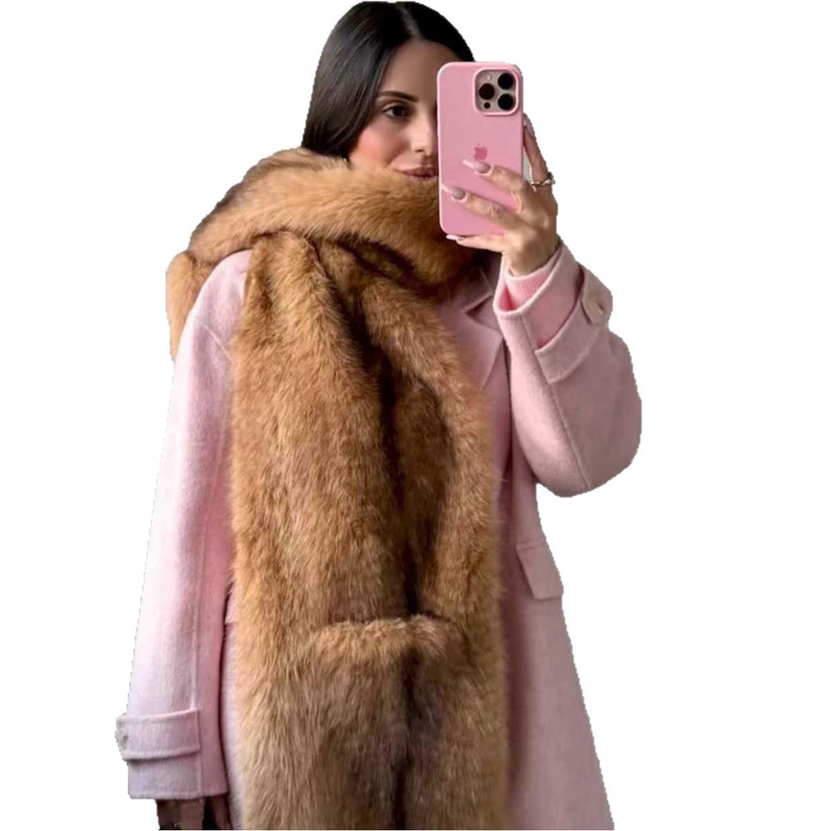 European and American long scarf cloak fur women's fur collar warm fur winter wholesale imitation fox fur shawl scarf