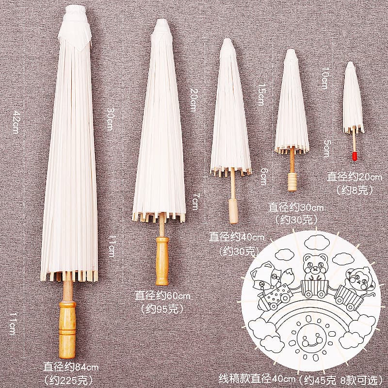 Paper Umbrella DIY Hand-painted Umbrella: Kindergarten Creative Children's Hand-drawn Doodle Coloring Small Umbrella, Blank Oil-paper Umbrella