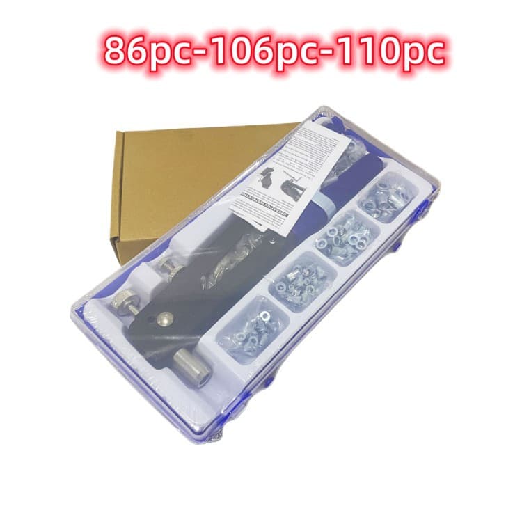 110pc Manual Rivet Gun, Rivet Nut Gun, 86-Piece Set, 106pc Rivet Nut Kit, Manual Nut Gun Tool Set