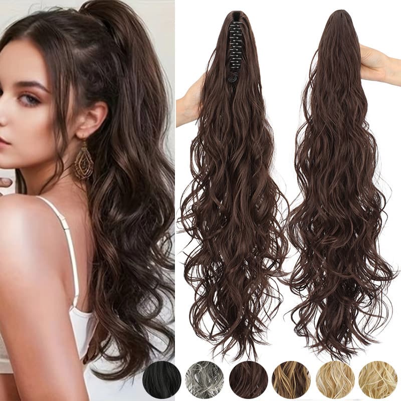 Ponytail Wig for Women Long Curly Ponytail with Clip, Fluffy Big Wave Synthetic Hair Heat-Resistant Fiber Ponytail Wholesale