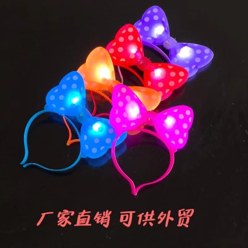 Korean Style Light-up Bow Hair Clip, Flash Hairpin, Minnie Headband for Bars, Concerts, Wholesale