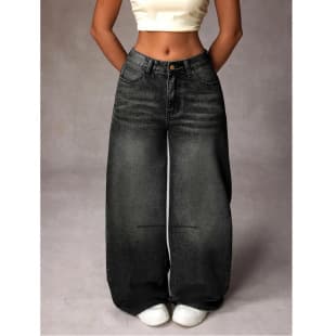 Black Jeans Washed Wide Leg Casual Jeans Plus Size Women's Fashion Item Simple Versatile Slimming