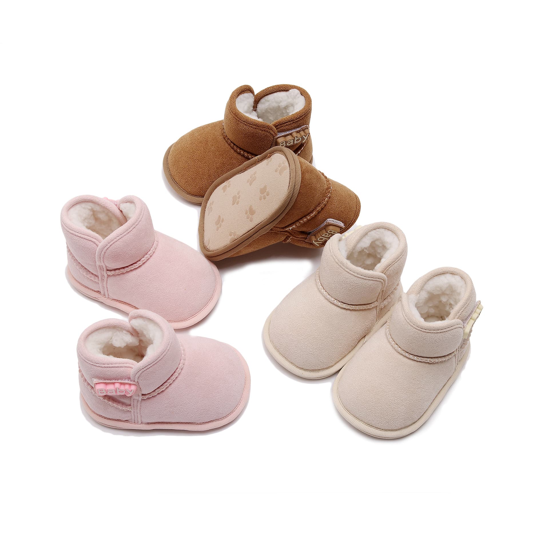 Baby autumn/winter fleece-lined thickened soft-soled walking shoes infant shoes warm snow boots anti-slip