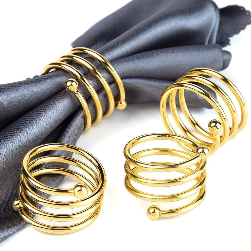 Cross-border Spring Double Bead Napkin Clip, New Metal Napkin Ring for Hotel Table Arrangements