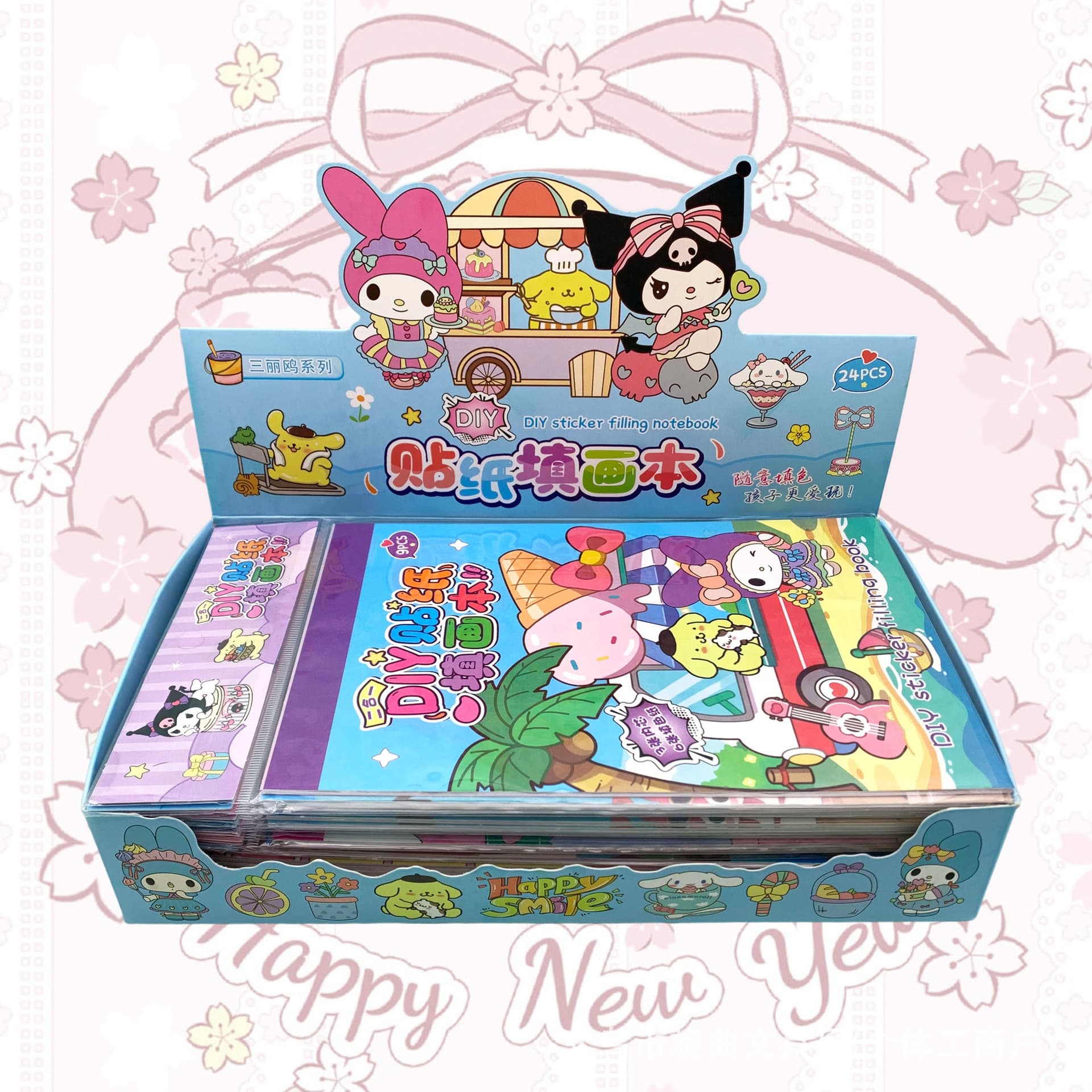 Cartoon cute Sanrio series DIY sticker filling book for children hand-pasted self-adhesive material sticker book