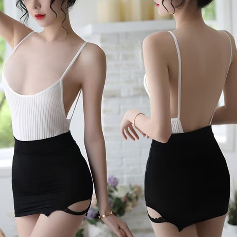 Sexy Open Crotch High Cut Bodysuit Swimsuit School Swimsuit Style Thin Transparent Ice Silk Sexy Bodysuit