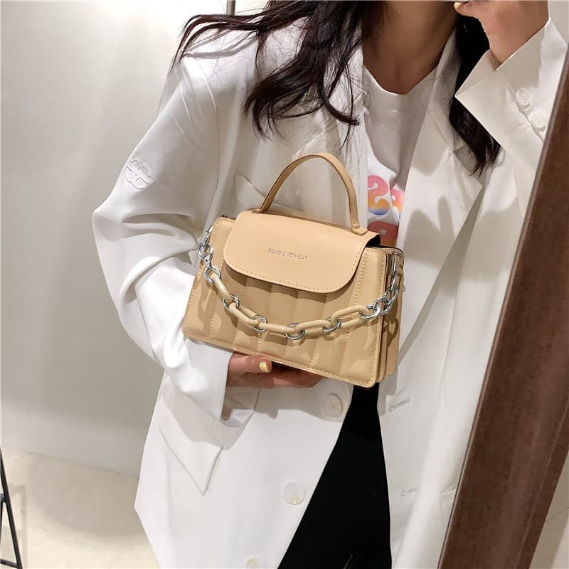 Solid Color Versatile Crossbody Bag for Women, Trendy Chain Square Bag, Premium Handbag