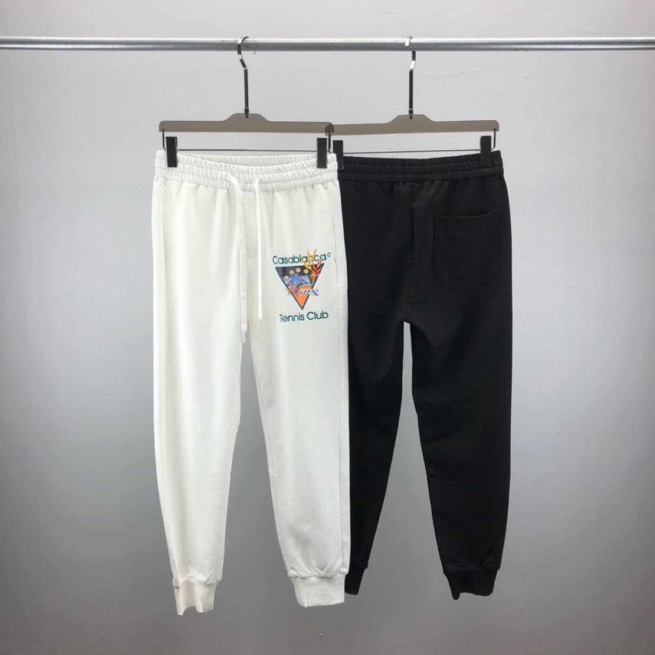 Fashion European Casual Pants with Elasticated Belt Tennis Club Printed Pattern Unisex