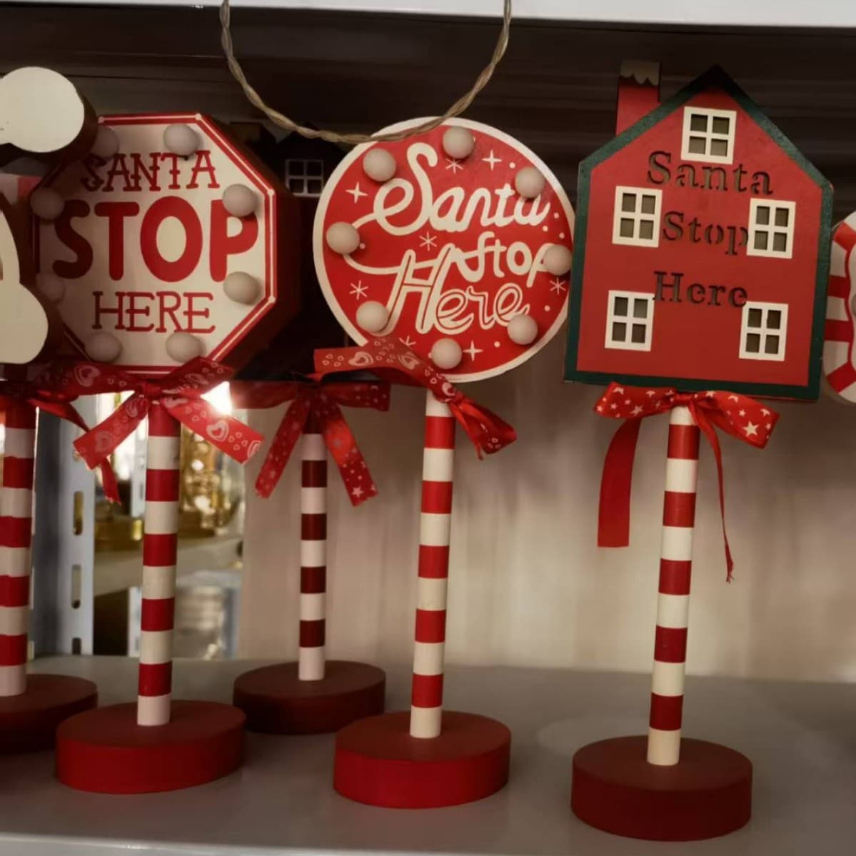 Cross-border Christmas Street Sign STOP Decorative Light Glowing Christmas Hat Festival Tabletop Atmosphere LED Christmas Color Light
