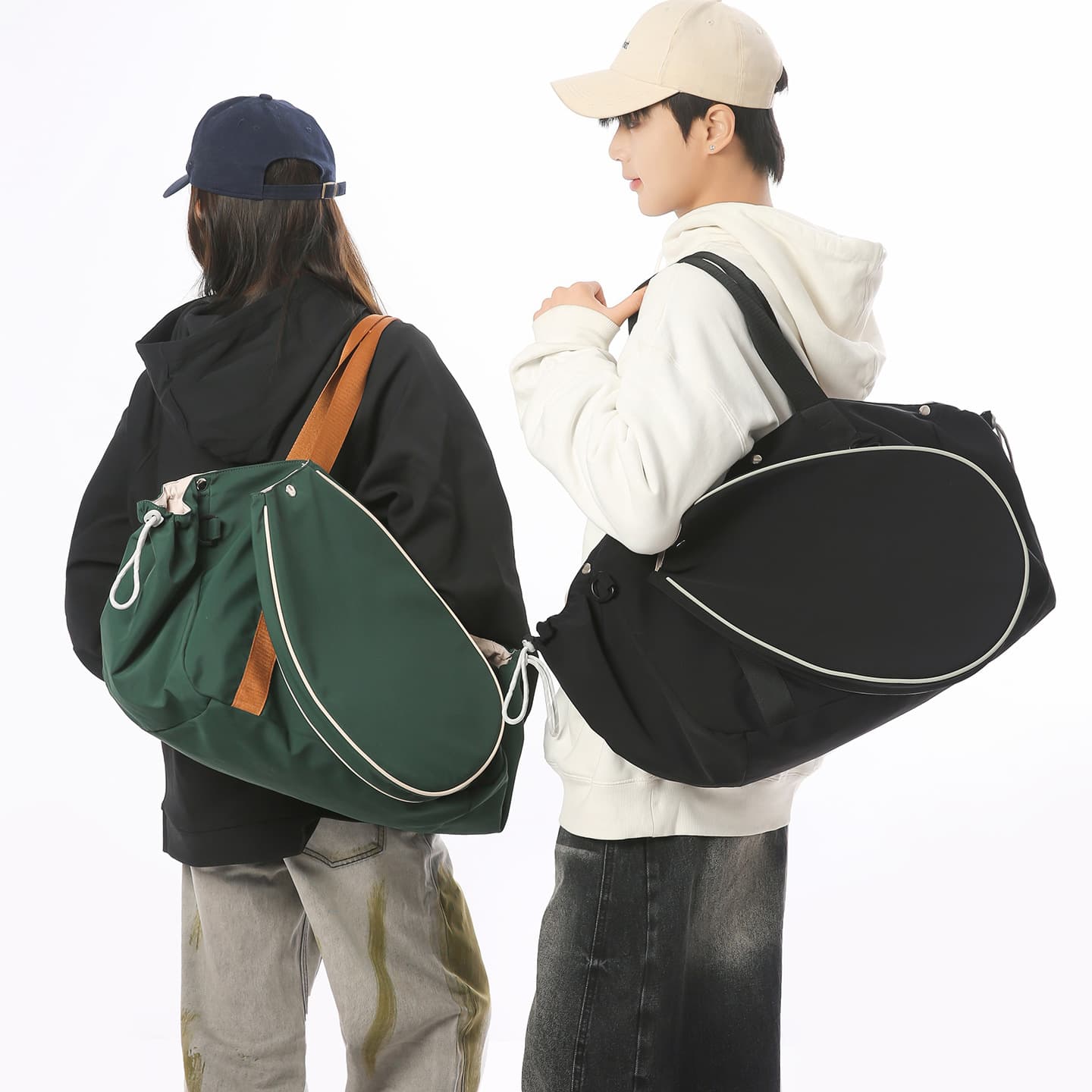 Trendy Tennis Bag Large Capacity Sports Fitness Bag Multi-Pocket Storage Bag Unisex Commuter Bag Minimalist Tote