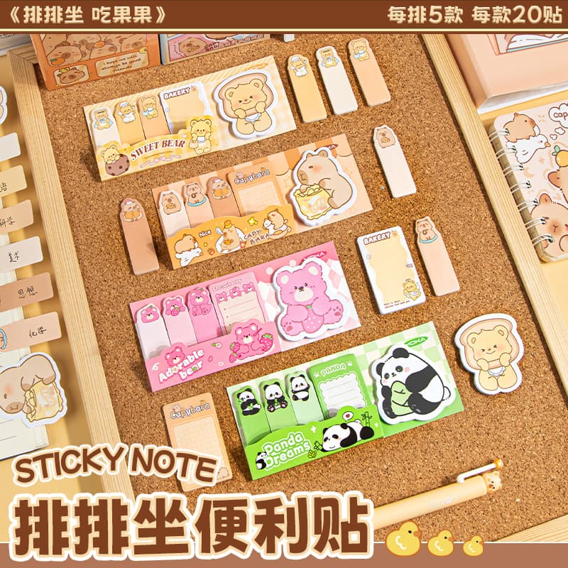 Cute Cartoon Panda Post-It Notes for Students Portable Note Notes Study Office Supplies Shaped N-Time Stickers