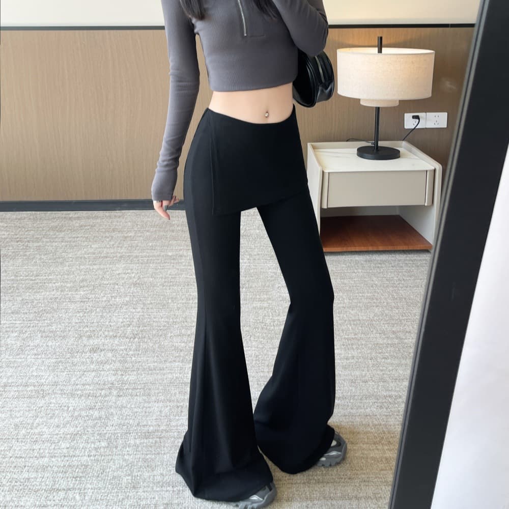 Split Flap Curtain Flared Pants for Women Spring Summer 2026 New High Waist Slimming Versatile Micro-Spicy Casual Wide Leg Pants