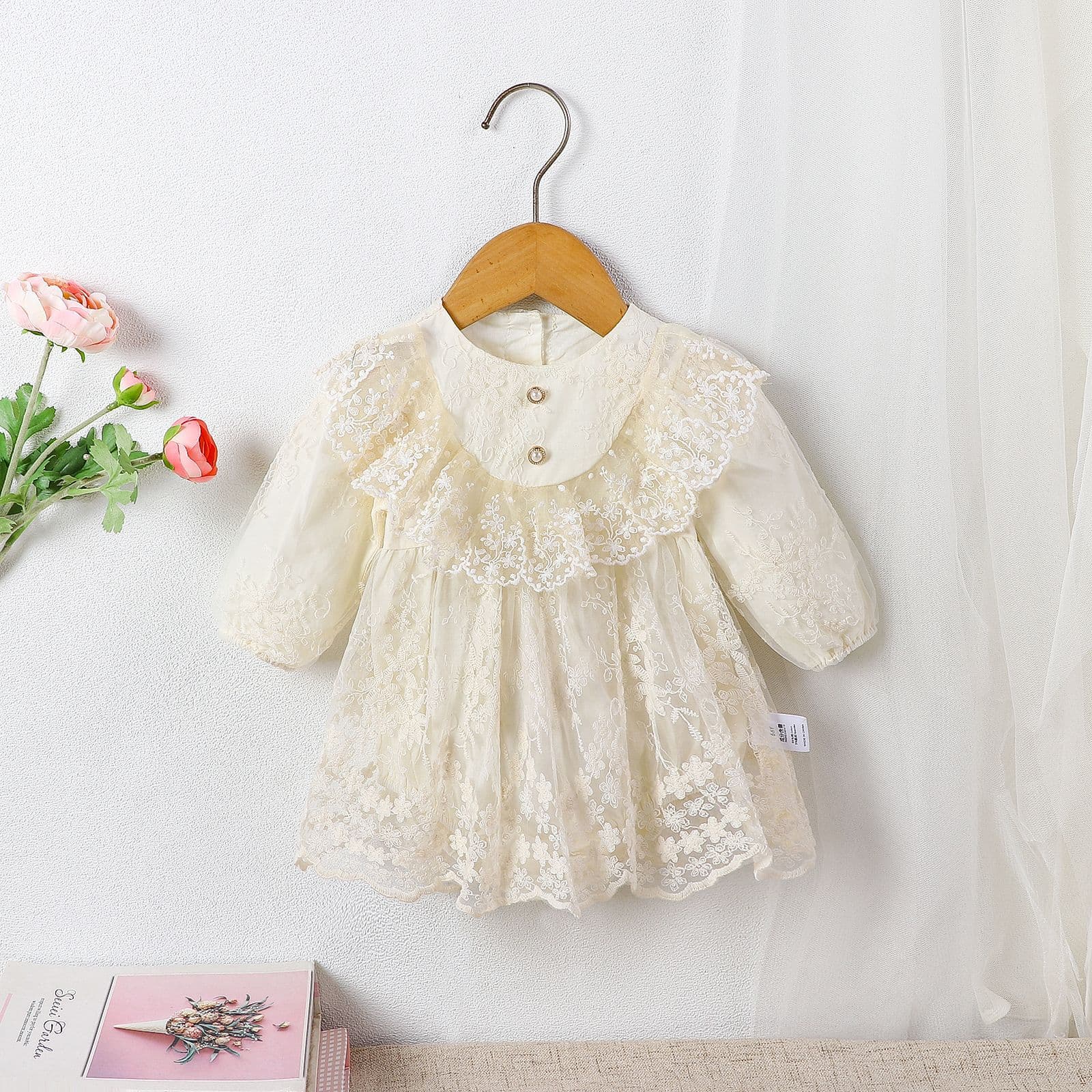 Girls Autumn Fashionable Long Sleeve Dress 2025 New Children Girl Baby Lace Princess Dress