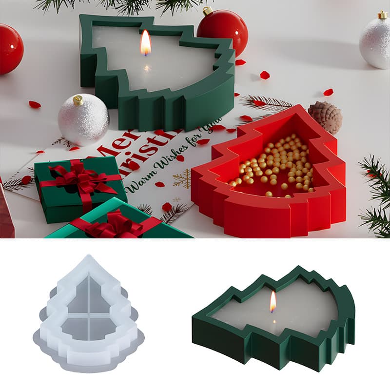 Aromatherapy Gypsum Christmas Tree Storage Tray Silicone Mold DIY Candle Cup Christmas Decoration Resin Mold