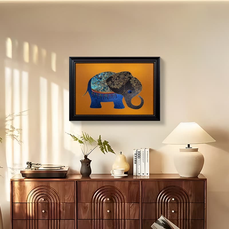 Auspicious Elephant Home Decorative Painting for Living Room, TV Cabinet, Bedroom Sofa Background Wall Hanging, Elephant 4868