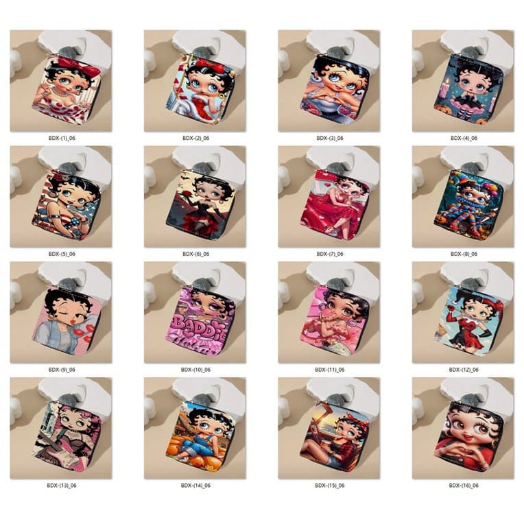 European and American Style Cute Cartoon Betty PU Small Wallet, Student Short Zipper Wallet, Coin Purse, Document Pouch Yiwu In Stock