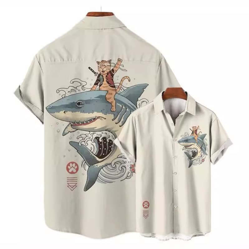 2024 Cross-Border Amazon Foreign Trade Clean Art Color Style Series Casual 3D Men's Shirt Hawaii