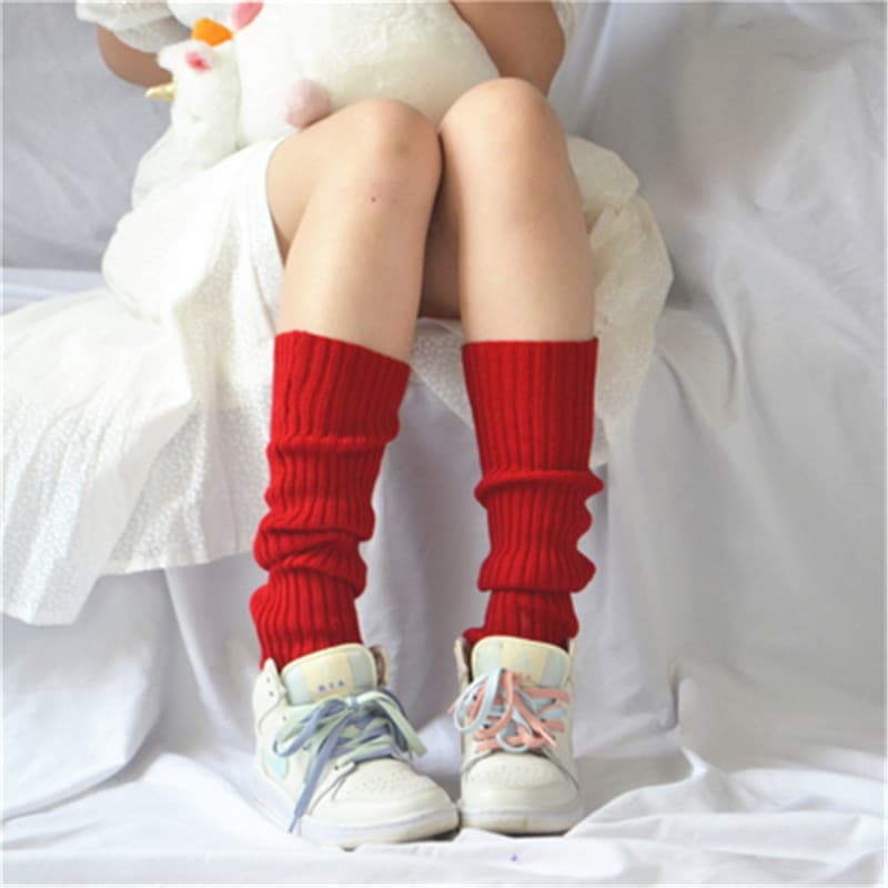 JK multi-color women's colored wool leg warmers, autumn and winter solid color versatile knitted foot covers, warmth stacked sock covers, boot covers, Zhuji