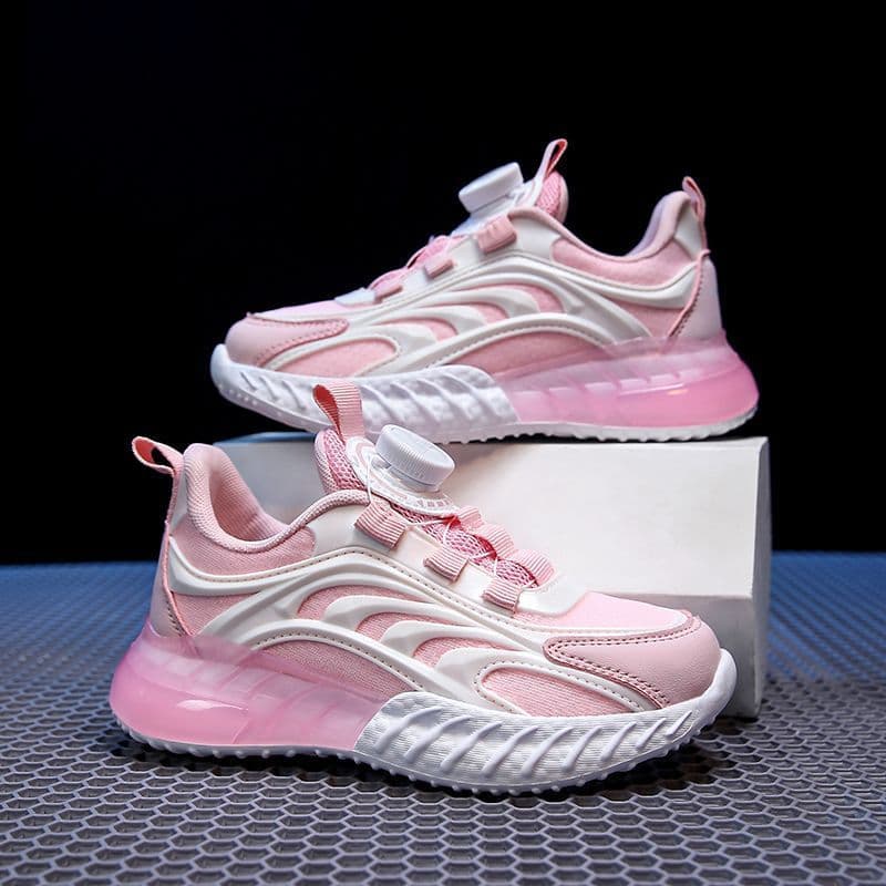 Boys' white sneakers, 2025 autumn new style, breathable white sports shoes for boys, mesh upper, elementary school students.