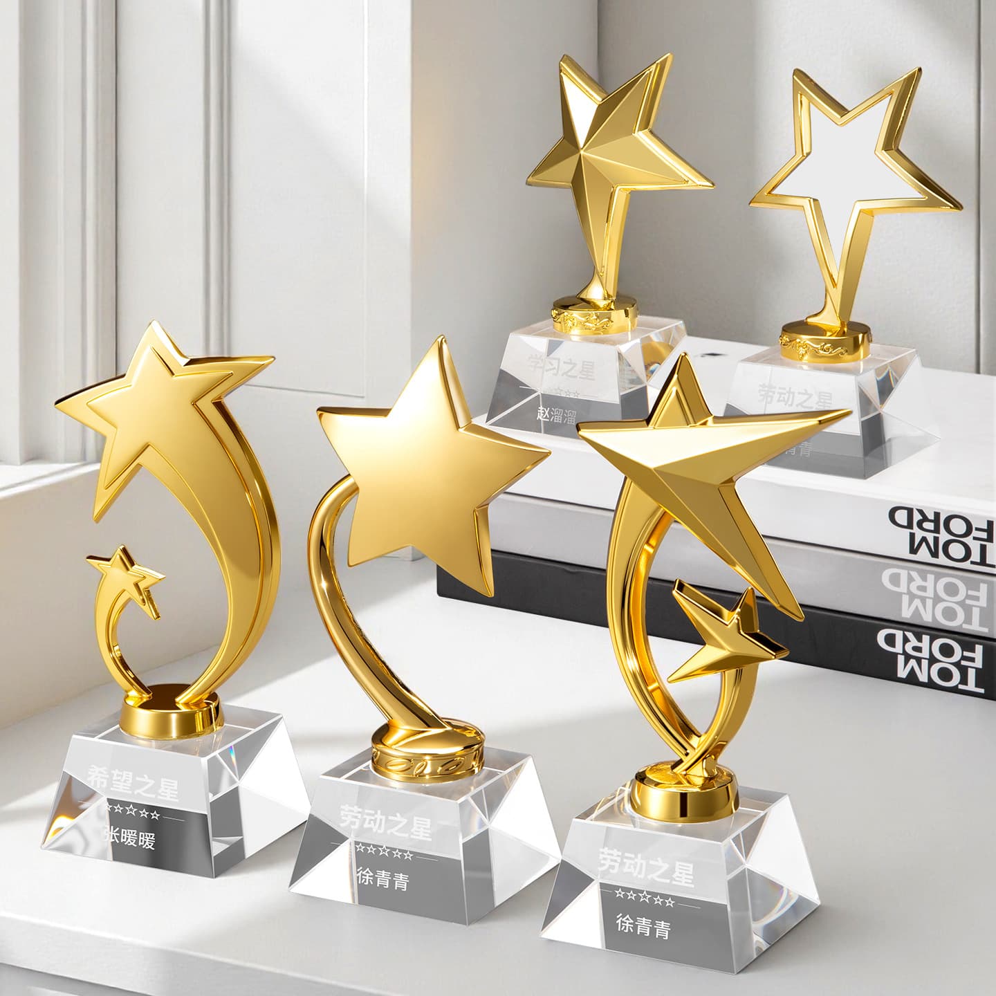 Creative Crystal Trophy Production Five-Pointed Star Sports Medal Dance Little Golden Man Resin Metal Medal Trophy Manufacturer