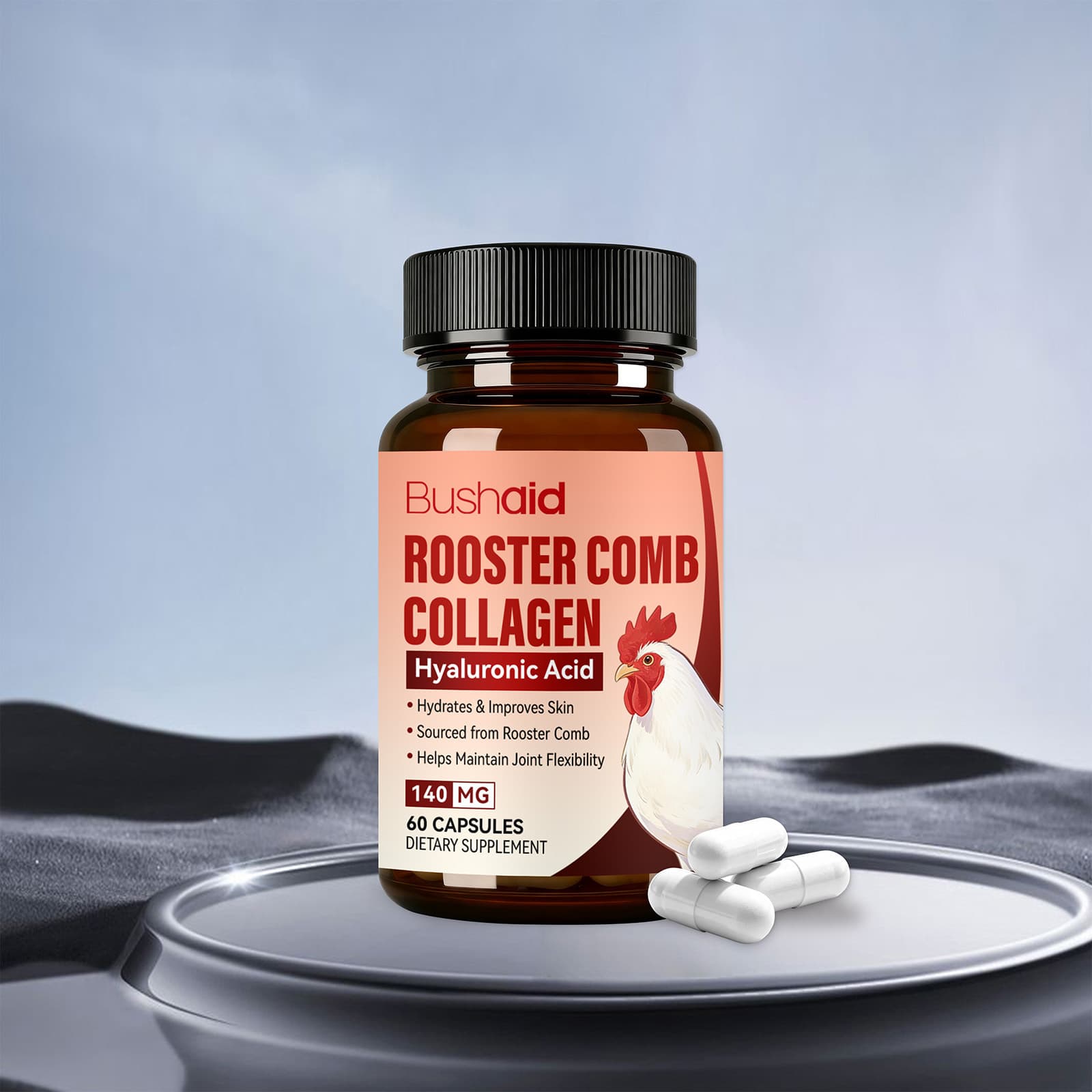 BUSHAID Rooster Comb Extract Capsules Beauty Nutrition