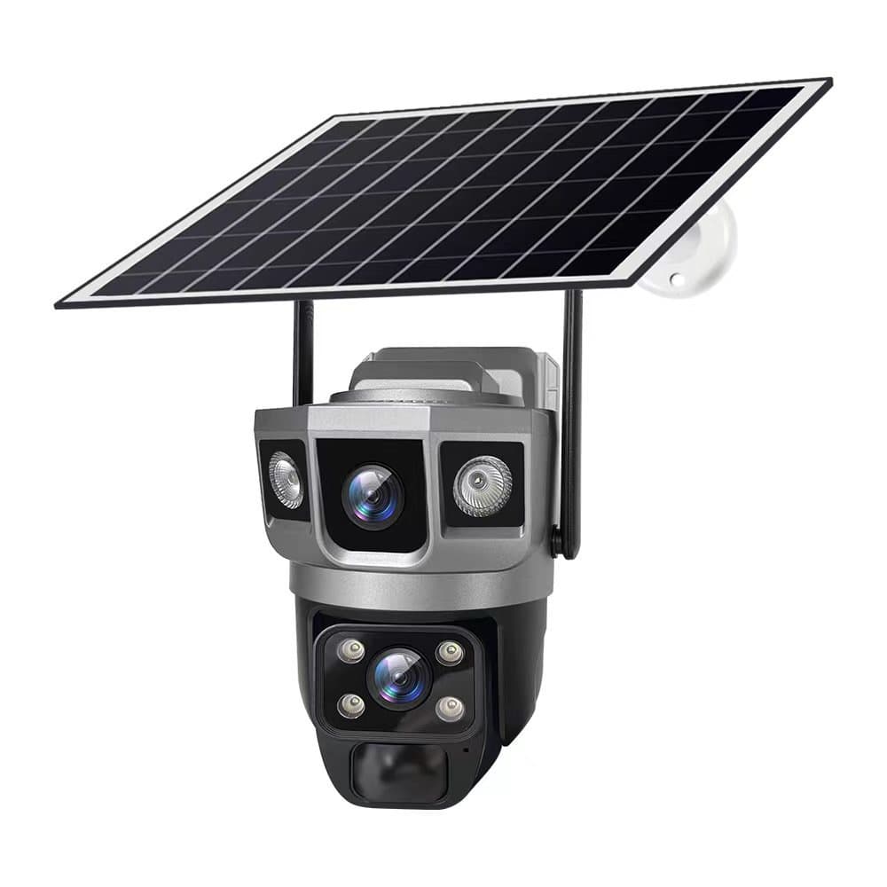 Solar Three-Screen Surveillance Camera 360° Outdoor Day/Night Full Color Mobile Remote Wireless Camera
