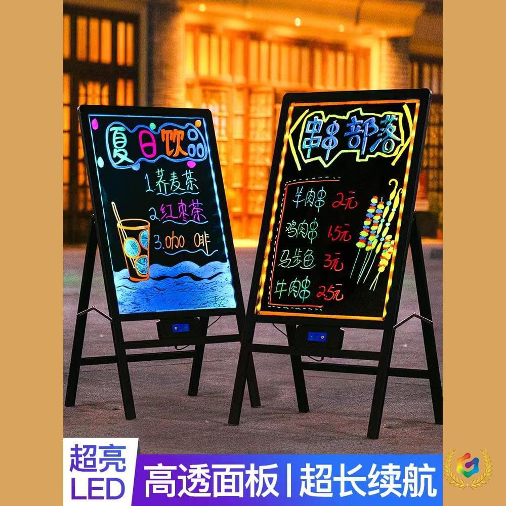Fluorescent Board Advertising Panel Light-Up Sign Display Board Stall Illuminated Blackboard LED Stall Advertising Board Promotional Panel