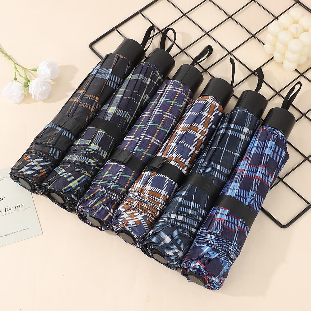 Plaid Umbrellas, Reinforced Folding Lightweight All-Weather Umbrellas, Business Umbrellas, Unisex Umbrellas Wholesale from Manufacturers