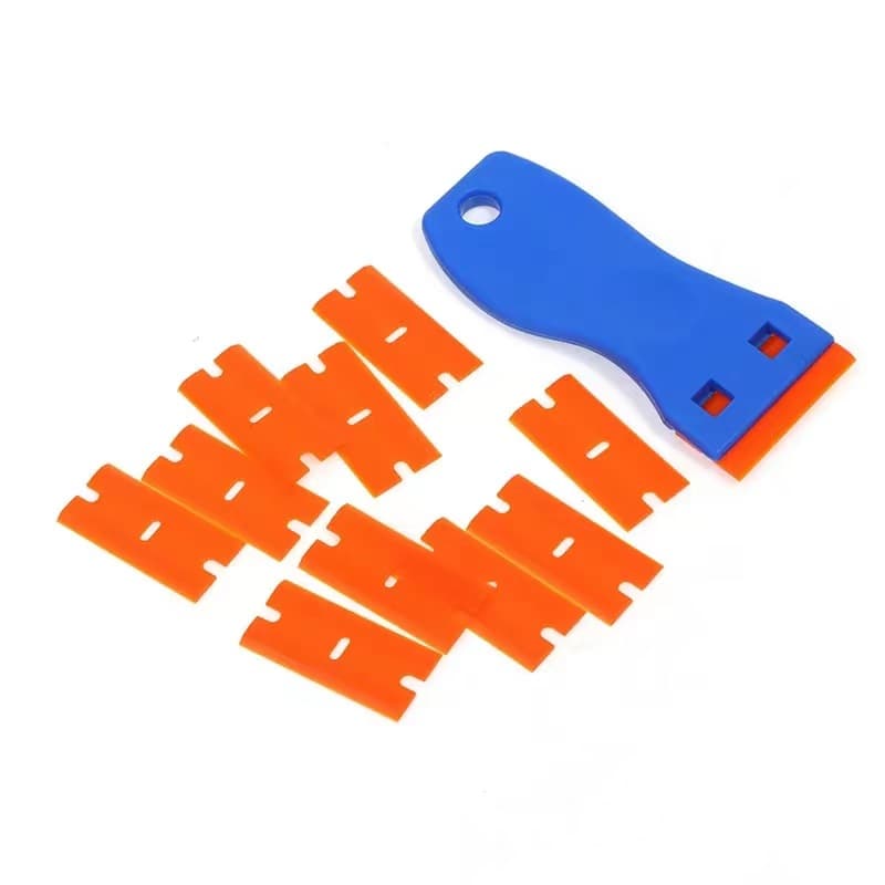 Plastic scraper, adhesive remover, car window tinting tool, stain remover, household cleaning scraper