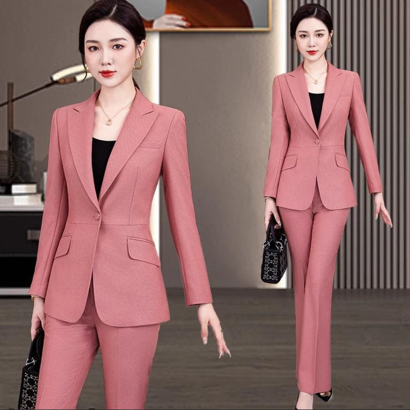 Pink suit suit, feminine goddess style work clothes, autumn and winter new high-end professional wear suit, women's overalls