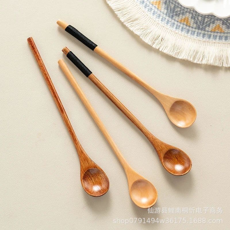 Spoon Japanese style wooden household solid wood tableware spoon creative honey spoon coffee spoon small wooden spoon manufacturer