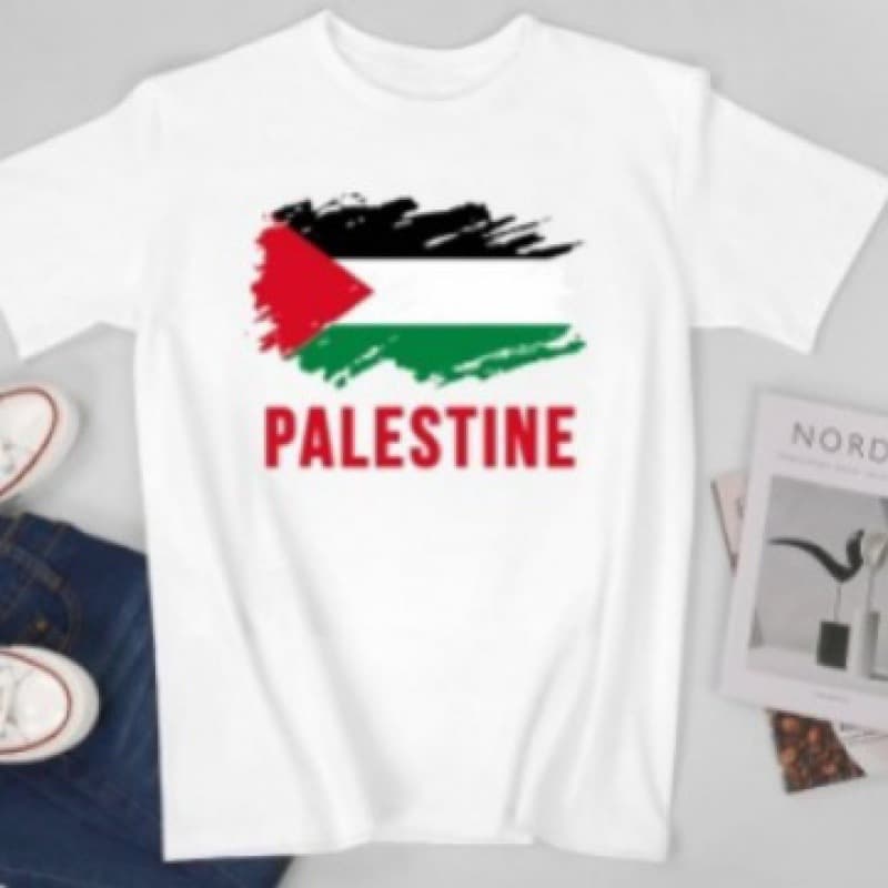 New Palestine-Israel Theme Pure Cotton Short Sleeve T-Shirt Men's Round Neck Sports Casual Trendy Summer Comfortable Top