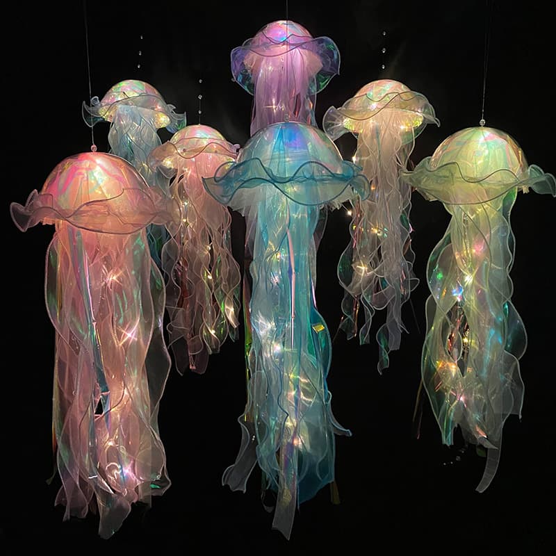 Trendy Jellyfish Lamp Finished Product Street Stall Portable Lantern Girl's Room Decoration DIY Lighting Fixture Night Light