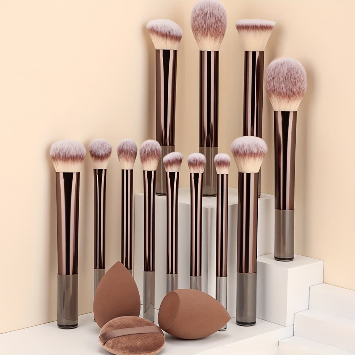 12-Piece Multicolor Long-Handle Makeup Brush Set, Ultra-Soft Nylon Blush Brush, Powder Brush, Highlighter Brush, Hot-Selling Cross-Border Stock