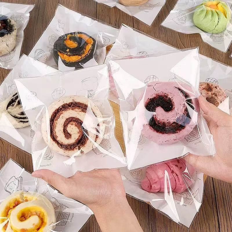 New Chinese style steamed bun cartoon baking pattern ziplock bag health steamed bun food grade packaging bag steamed bun packaging bag