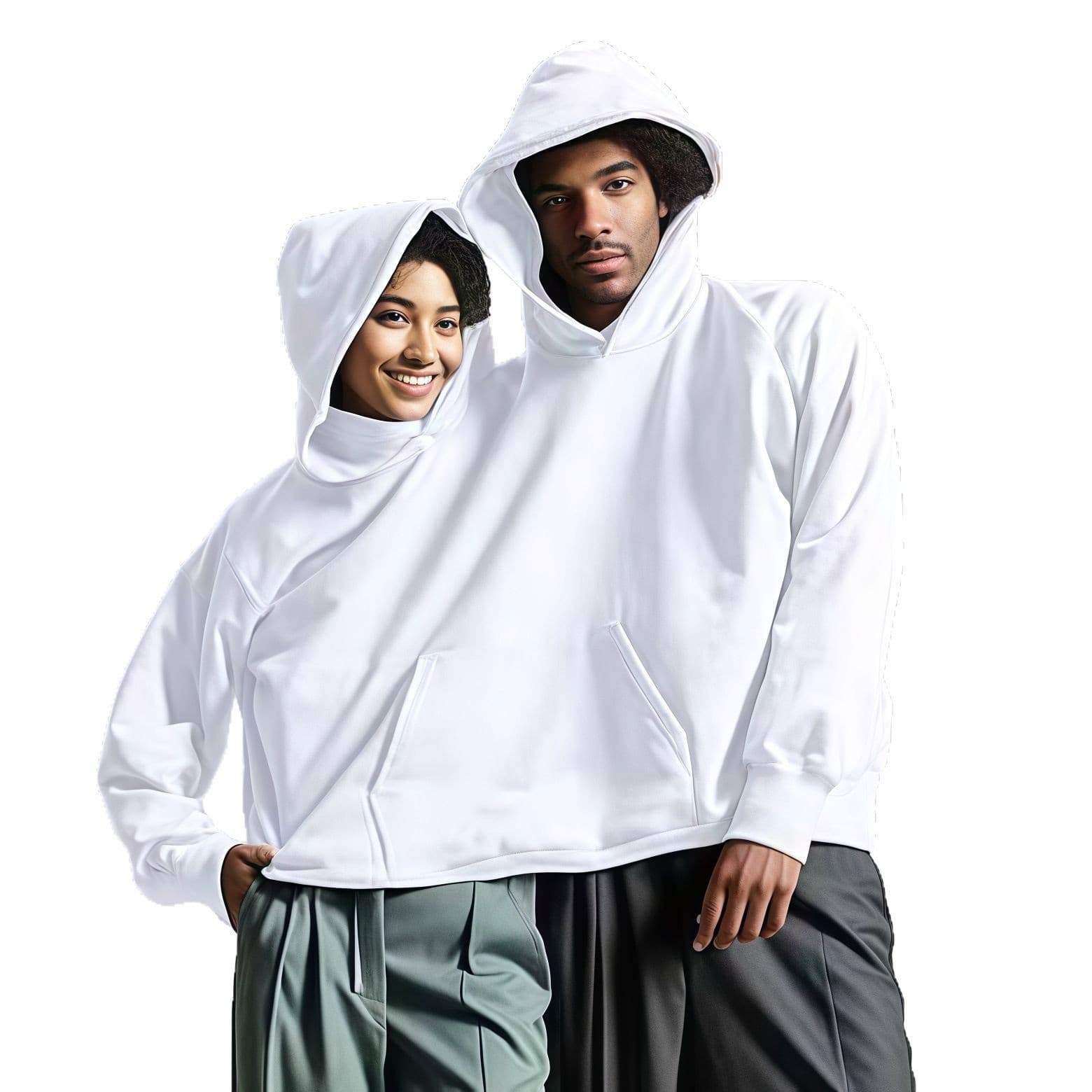 European and American Cross-border Creative Couple Two-Person Conjoined Hoodie Intimate Hoodie Solid Color Loose Pullover Long Sleeve Pocket Hoodie