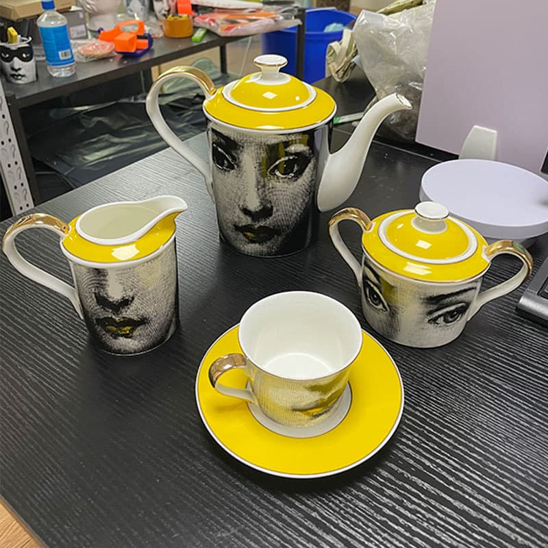 Fornasettia European Louisa Face Series Ceramic Tea Set Afternoon Tea Coffee Cup Saucer Milk Jug Sugar Pot
