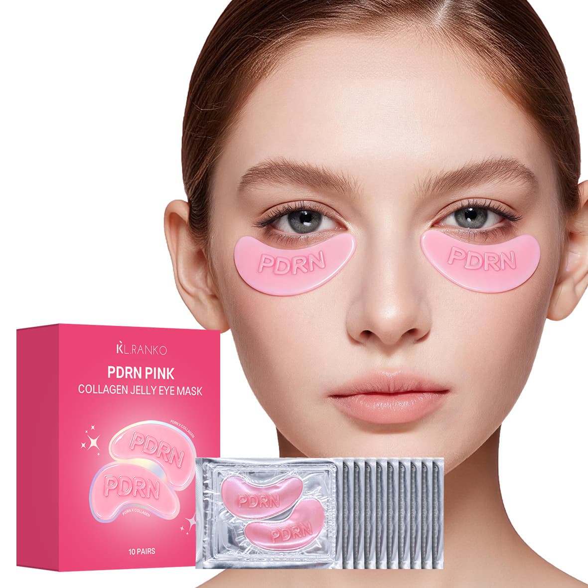 Cross-border TK Hot Sale Salmon PDRN Eye Mask, Collagen Multi-Effect Care Jelly Eye Patches