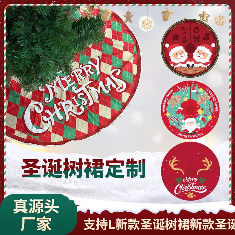 Cross-border Christmas tree skirt decorations Santa Claus snowflake Christmas tree skirt creative and exquisite tree bottom decoration tree skirt