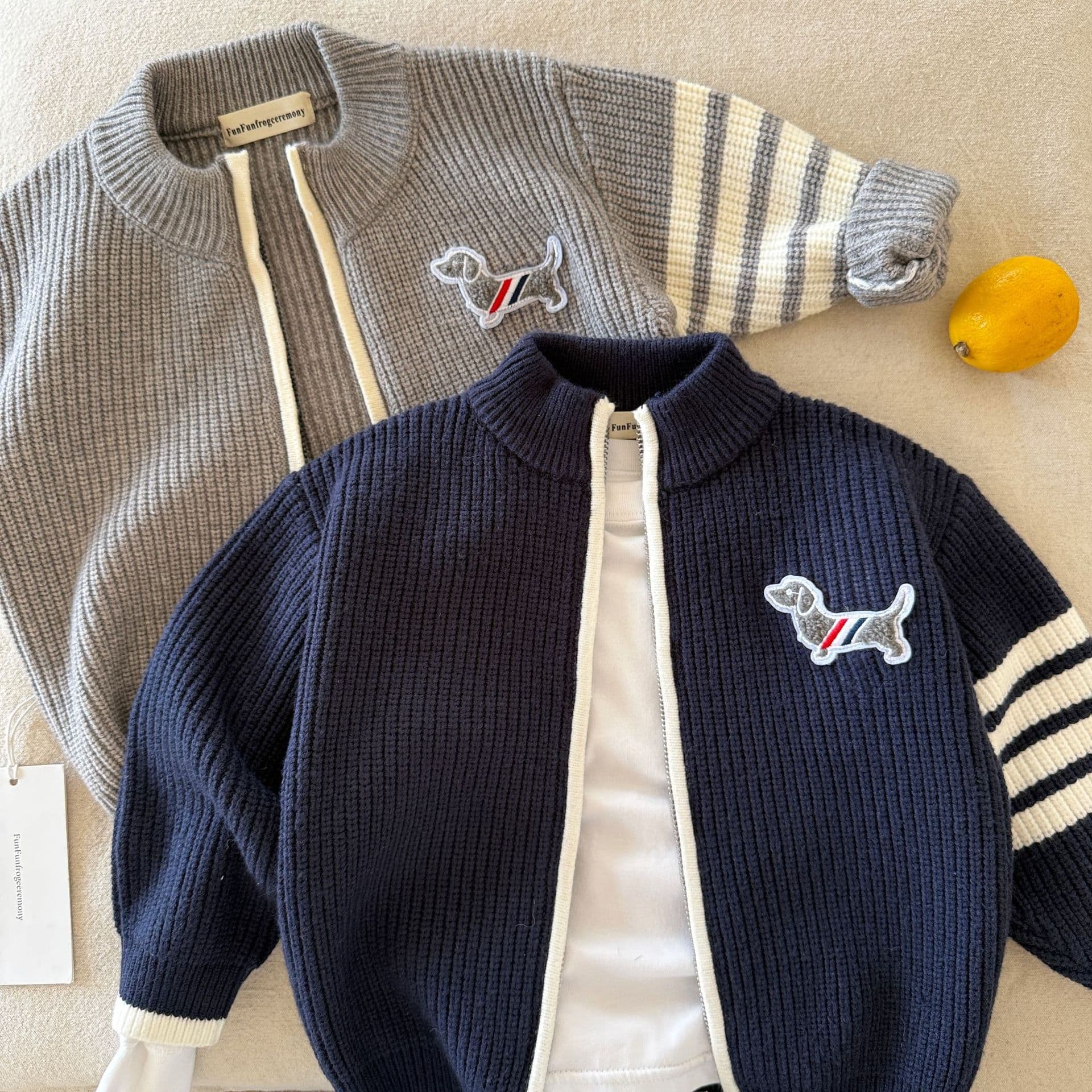 Kids Knit Sweater Preppy Style 2026 Fall New Boys Girls Zipper Cardigan, Kids Knitwear