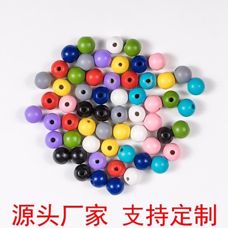 DJ Source Factory Amazon Children's Solid Color 16mm Colored Wood Beads Round Wood Beads Loose Wood Beads DIY Cross-border