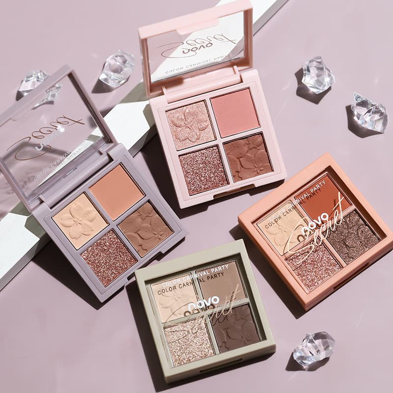 NOVO Sakura Story four-color eyeshadow, high-looking beginners, earth-tone daily light makeup eyeshadow palette