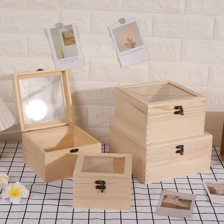 Preserved flower wooden box, wedding favor box, European style wedding gift box, glass lid, pine candy box, in stock.