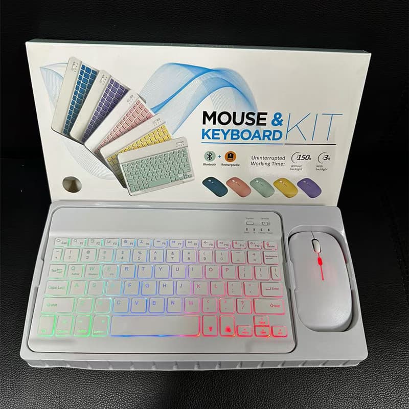 Compatible with iPad Wireless Bluetooth Keyboard, 10-Inch Multi-Color Backlit Keyboard for Phones, Tablets, and Laptops, Factory Direct