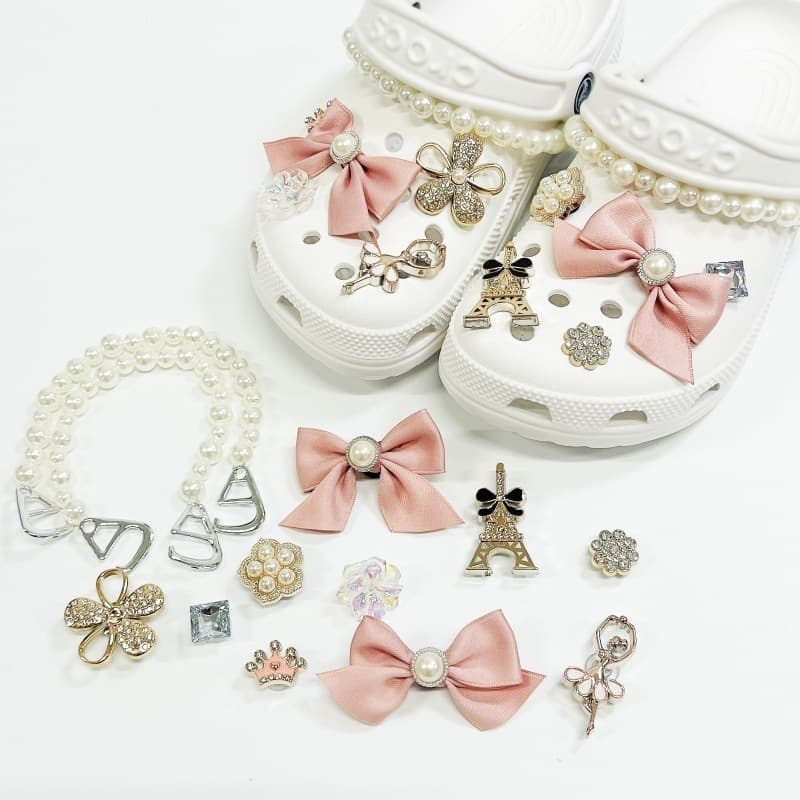 DIY Accessories for Clog Shoes, Small Fragrance Style Detachable Shoe Charms, Acrylic Pearl Flower Decorations for Shoe Embellishment