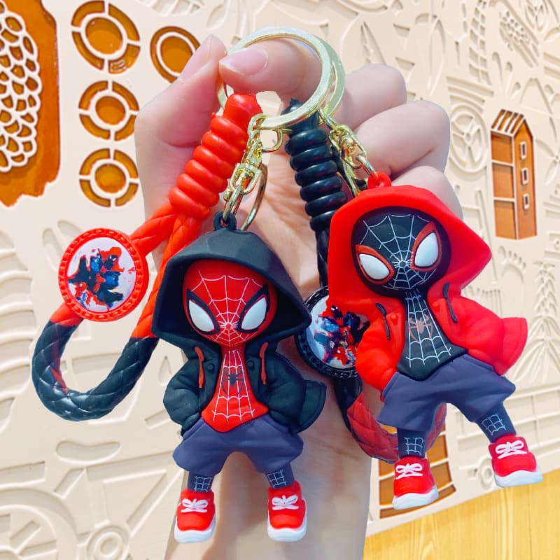Cartoon Hoodie Spider-Man Figure Keychain Pendant Small Gift Toy Personalized Accessories Wholesale Backpack Charm